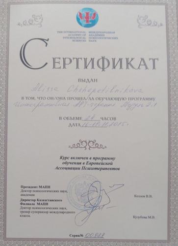 Сертификат Щепетильниковой Алисы Сергеевны
